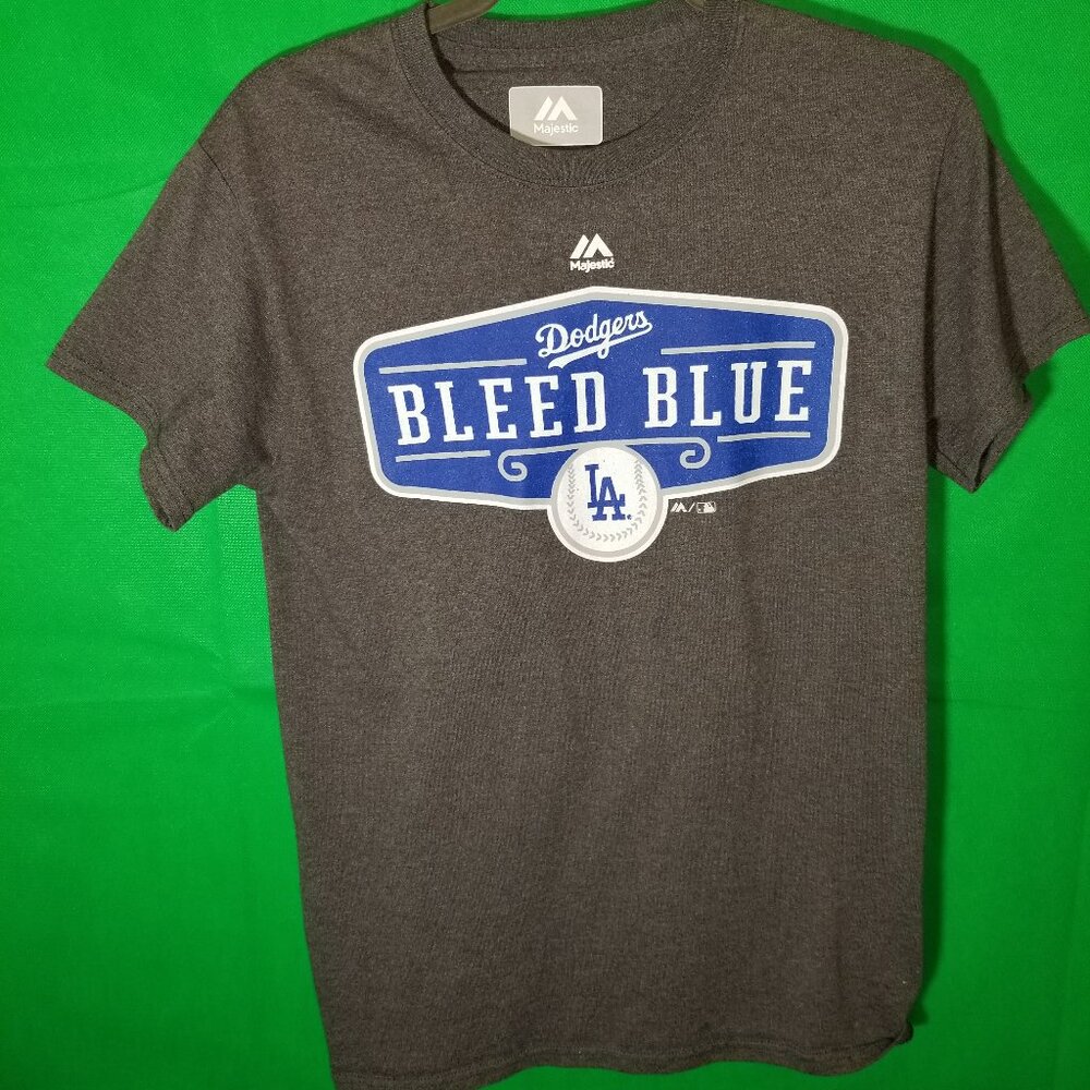Majestic Gray Dodger Bleed Blue Small Shirt MLB Chavez Ravine Dodger Baseball